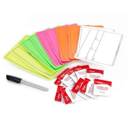 Imagen de Kit 10 etiquetas reutilizables (5 colores) + lápiz + 10 limpiadores LE MARK